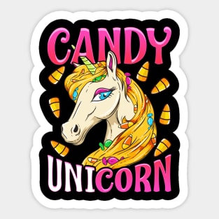 Unicorn Candy Corn Halloween Sticker